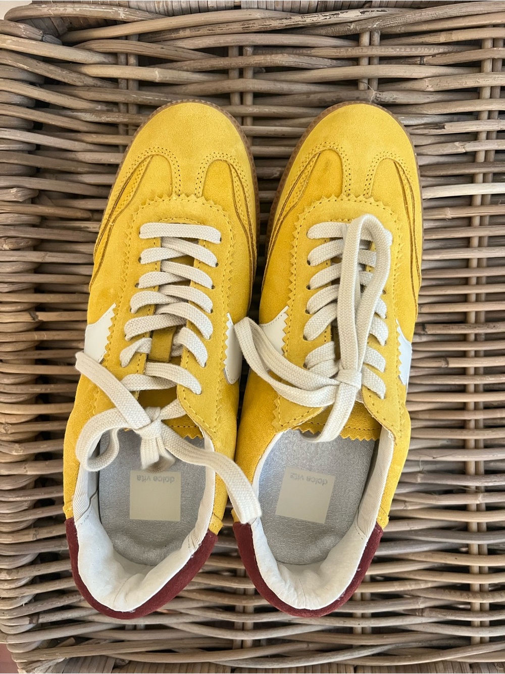 Dolce Vita Yellow and Burgundy Suede Sneakers